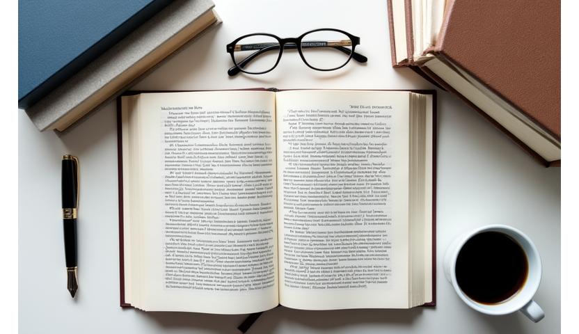 학술 저널과 모노그래프가 책상 위에 놓여있는 이미지